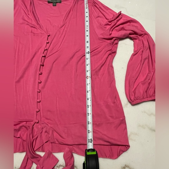 Plus size Kate and Mallory knit long sleeve tie front top - Picture 3 of 7